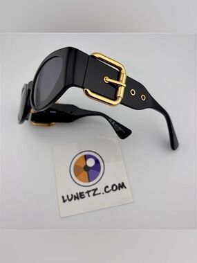 Moschino Black Sunglasses with Gold Buckle Accent